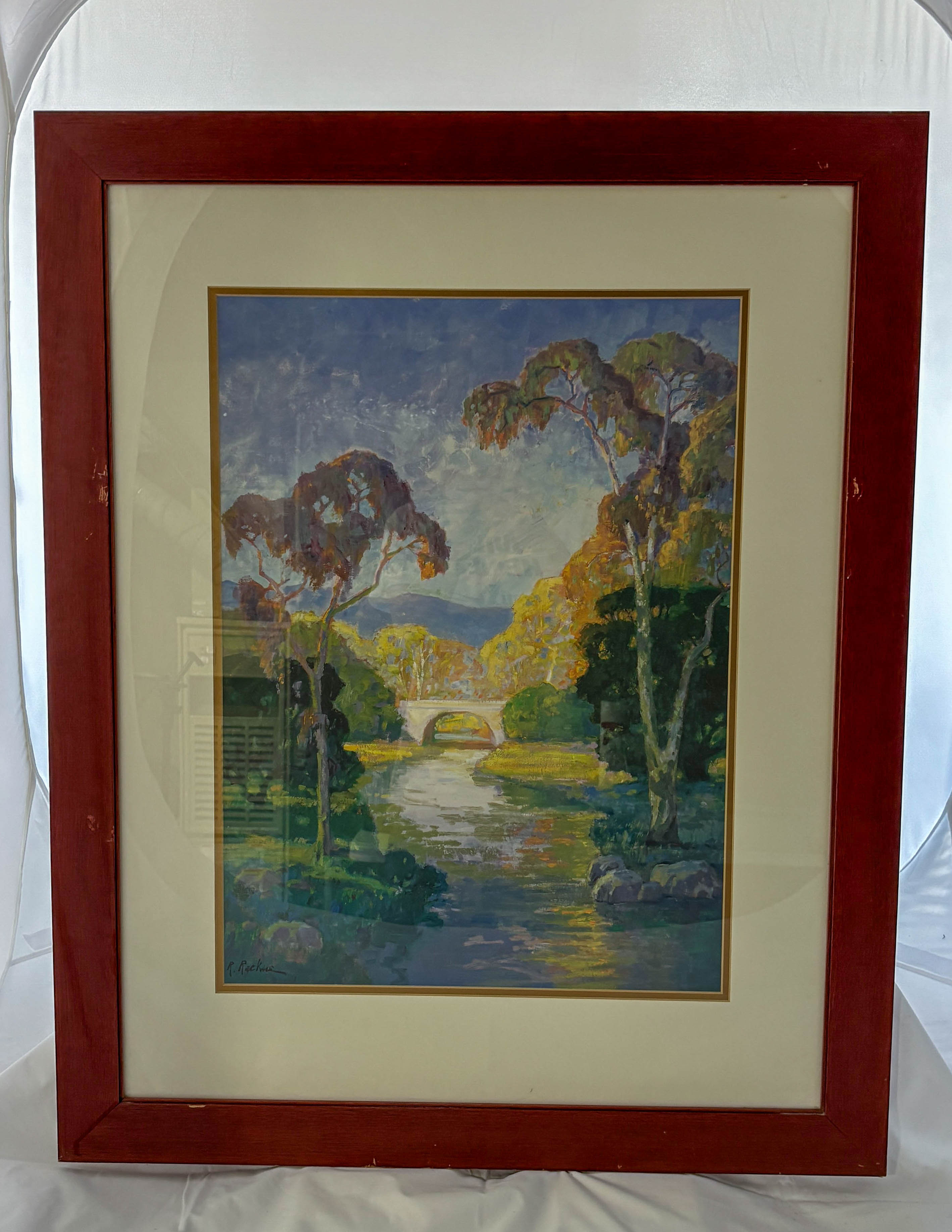 Sunlit Bridge Over the River