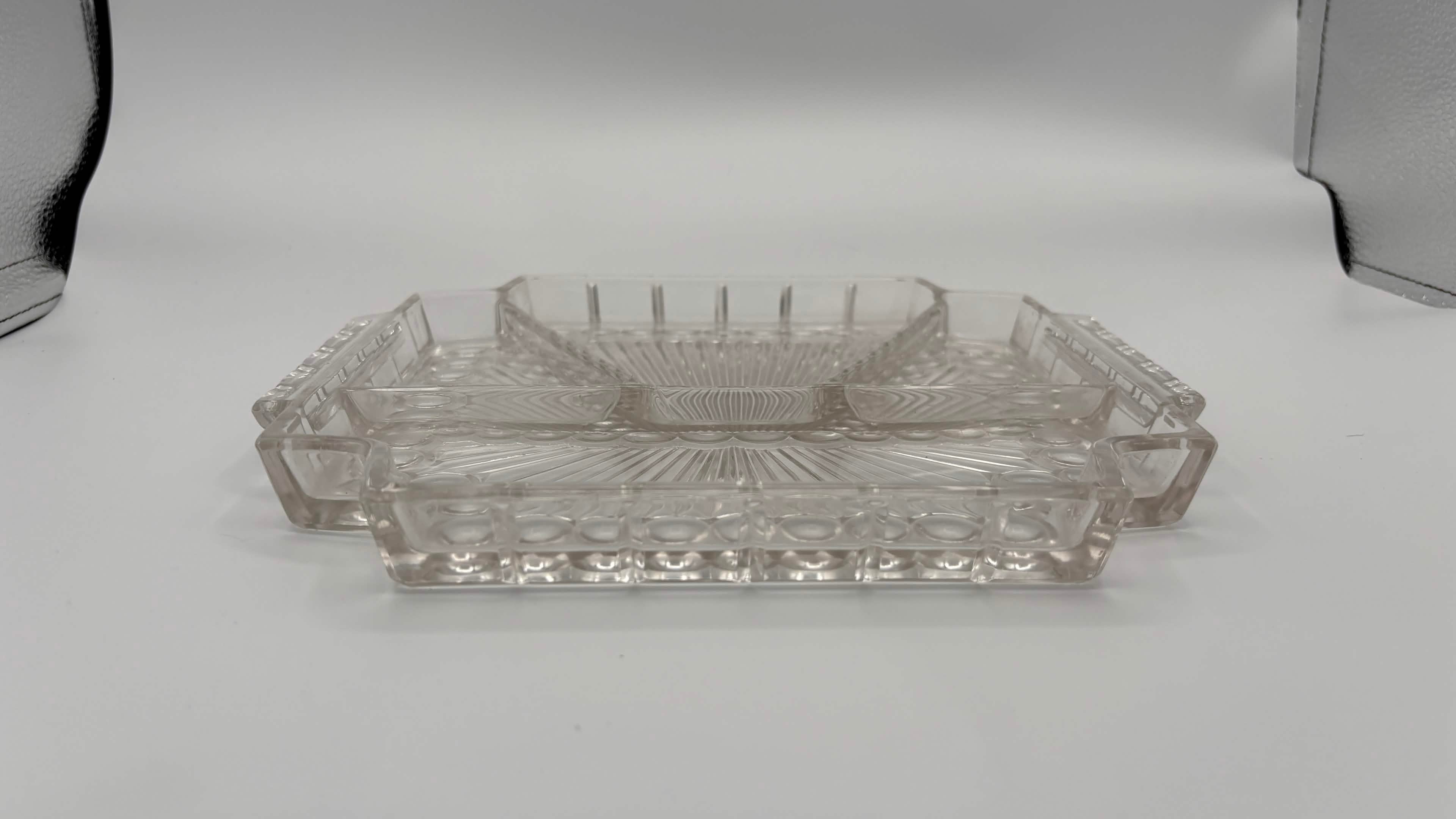 Vintage Clear Glass Divided Relish Tray